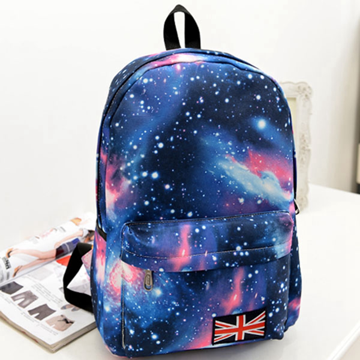 Unisex Galaxy Space Pattern Travel Backpack Canvas Rucksack School Book