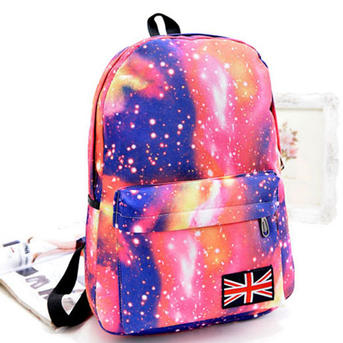 Unisex Galaxy Space Pattern Travel Backpack Canvas Rucksack School Book