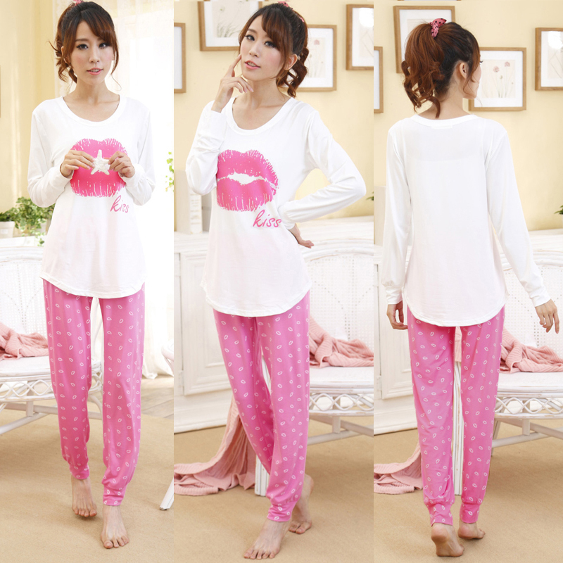 Women Cotton Long Sleeve Pyjamas Set Ladies Winter Nightwear Sleepwear