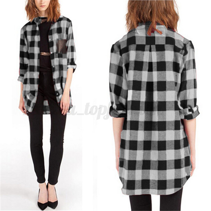 ZANZEA Women Long  Sleeve  Blouses Casual Plaid Check  Button 