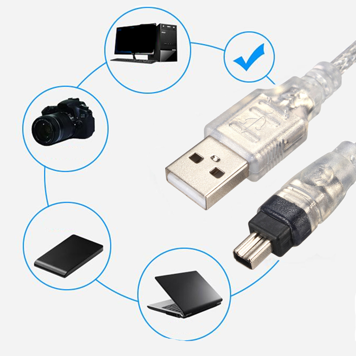firewire ieee 1394 6 pin male to usb 3.0 cable