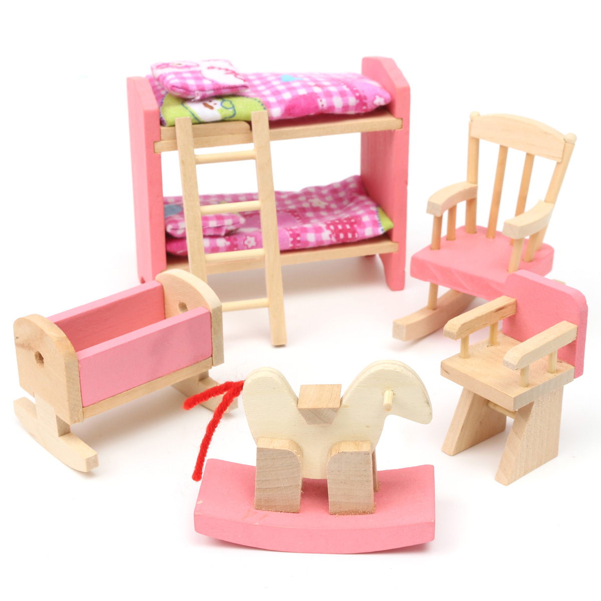 wooden baby doll nursery set