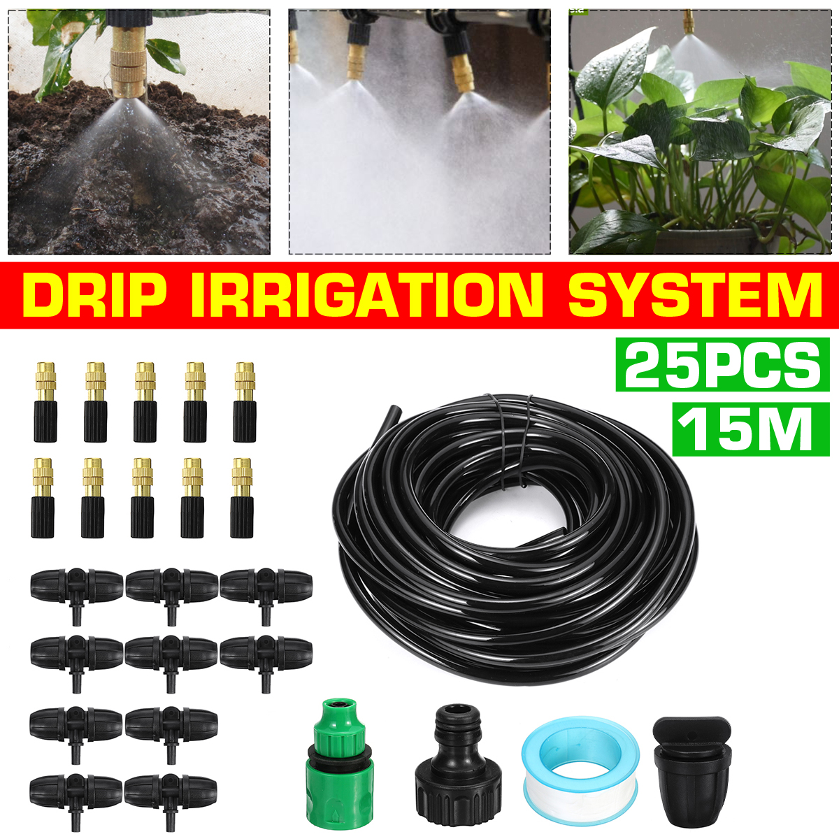 25PCS MICRO DRIP IRRIGATION SYSTEM HANGING BASKET WATERING KIT