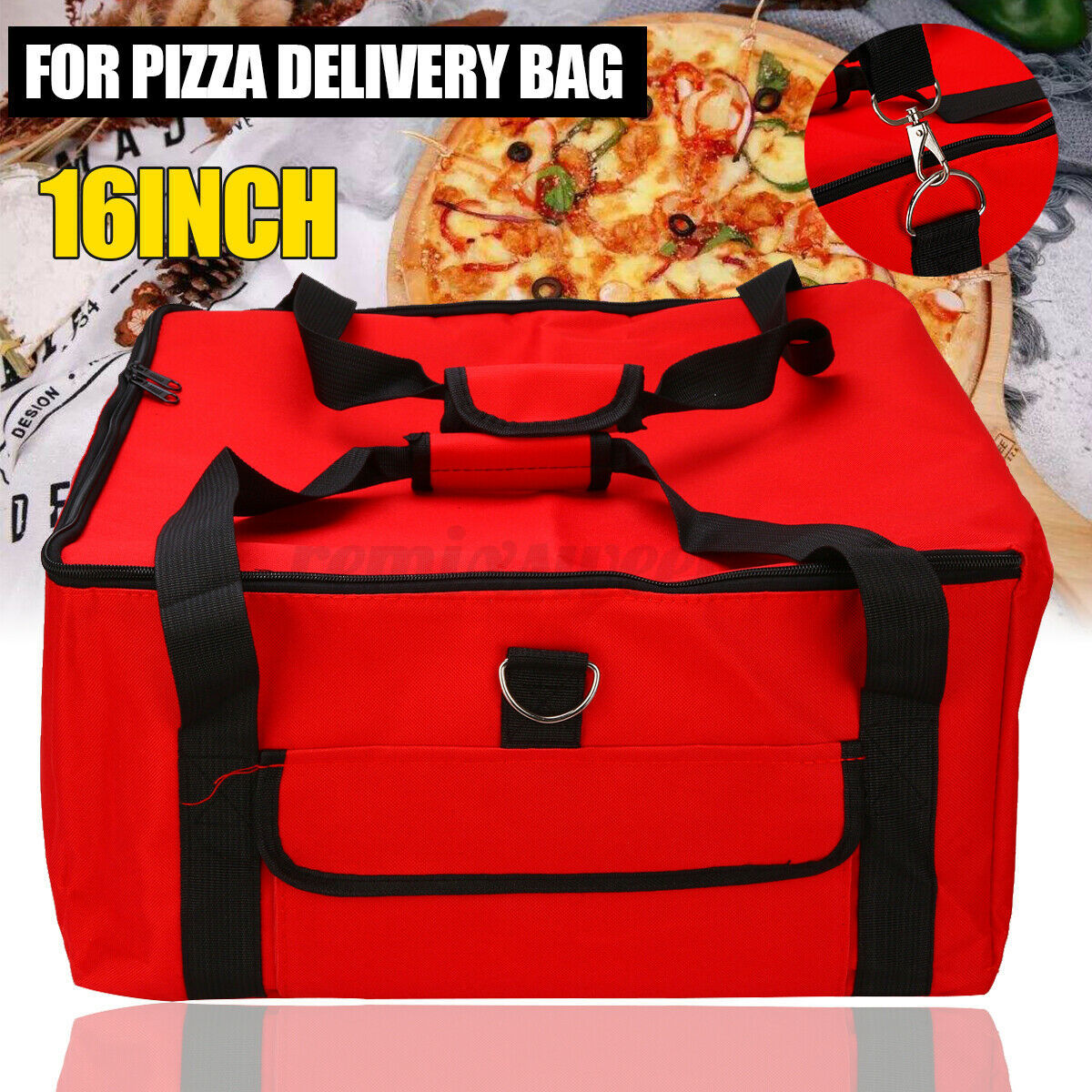 Pizza Delivery Bag Red Insulated Thermal Food Storage Holder Pizza Outdoor 16&#39;&#39; | eBay