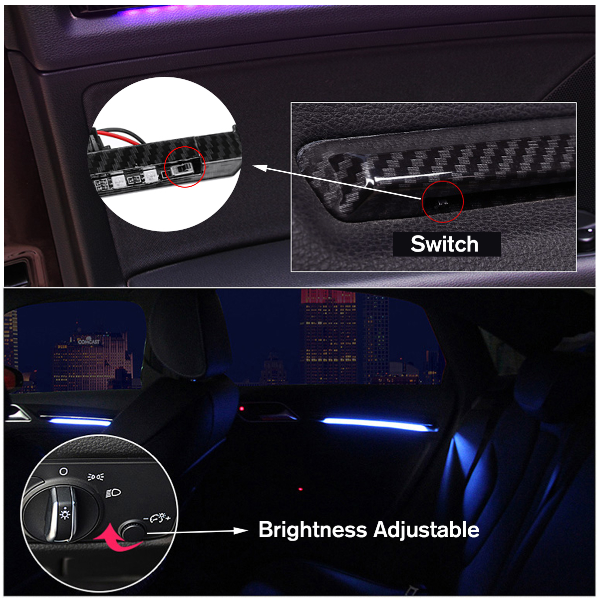 Details Zu Auto Turverkleidung Led Atmosphare Ambientebeleuchtung Lichtleiste Fur Audi A3