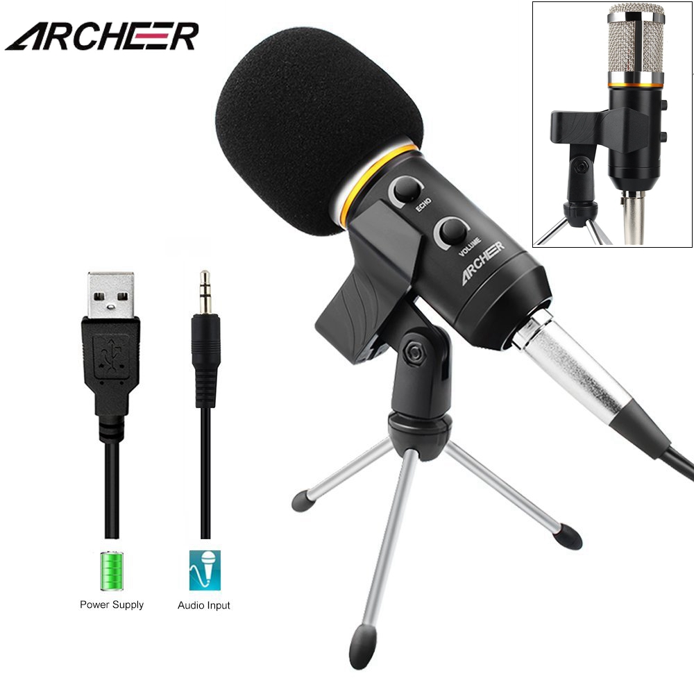 ARCHEER Studio Condenser Microphone Recording Broadcasting Podcast MIC W/ Stand