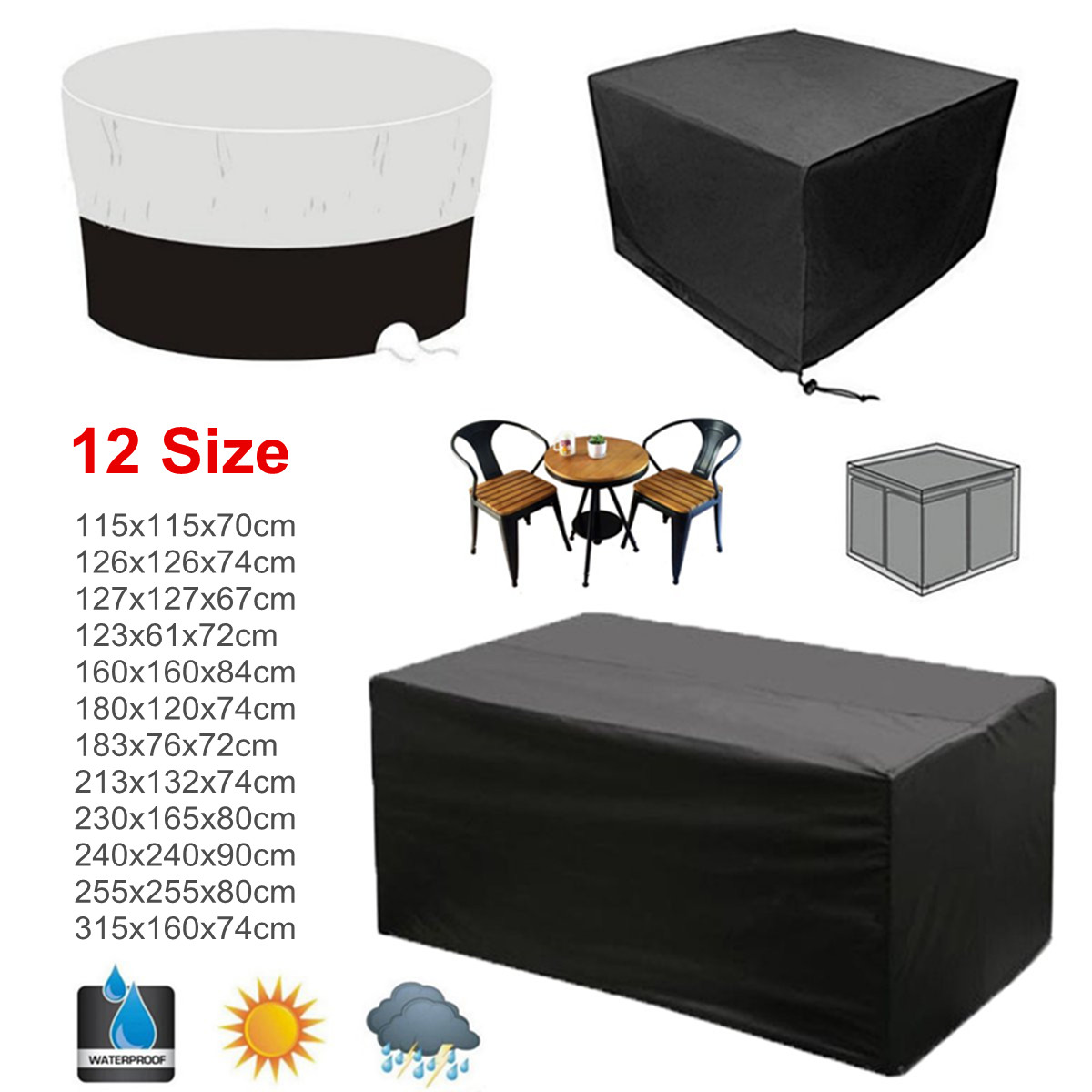 12 Sizes Waterproof Outdoor Patio Garden Furniture Rain Snow Uv