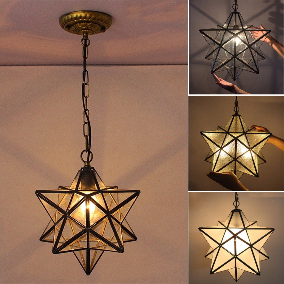 Moravian Star Glass Pendant Chandelier Light Modern Ceiling Lamp Nz Ebay