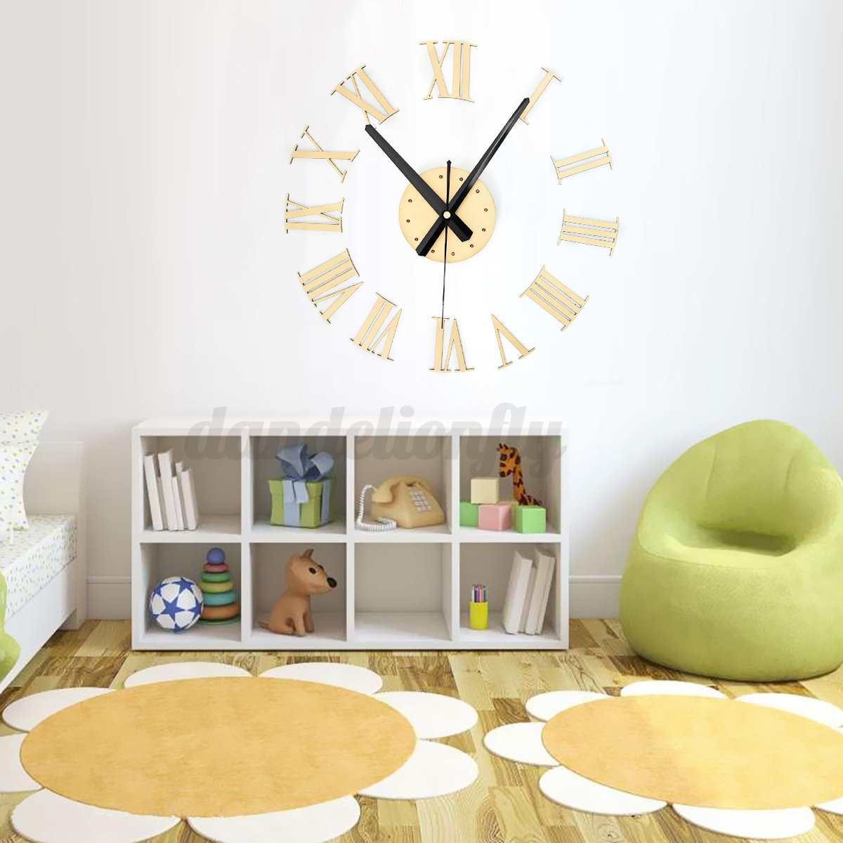 Download 24" Wall Stickers Clock 3D Roman Numerals Round DIY Home Bed Living Room Decor | eBay