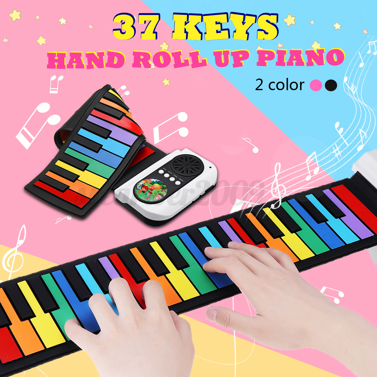 37 Key Silicon Flexible Hand Roll Up Piano Electronic Keyboard Speaker 16Tones