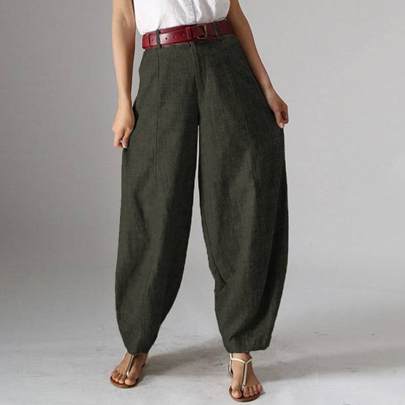 Women Palazzo Flared Wide Legs Pants High Waist Office Work Long Cotton  Trousers 