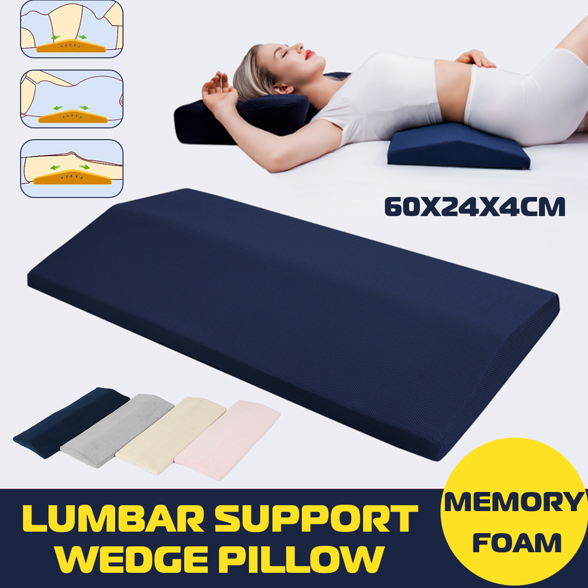 Lumbar Support Wedge Memory Pillow Bed 