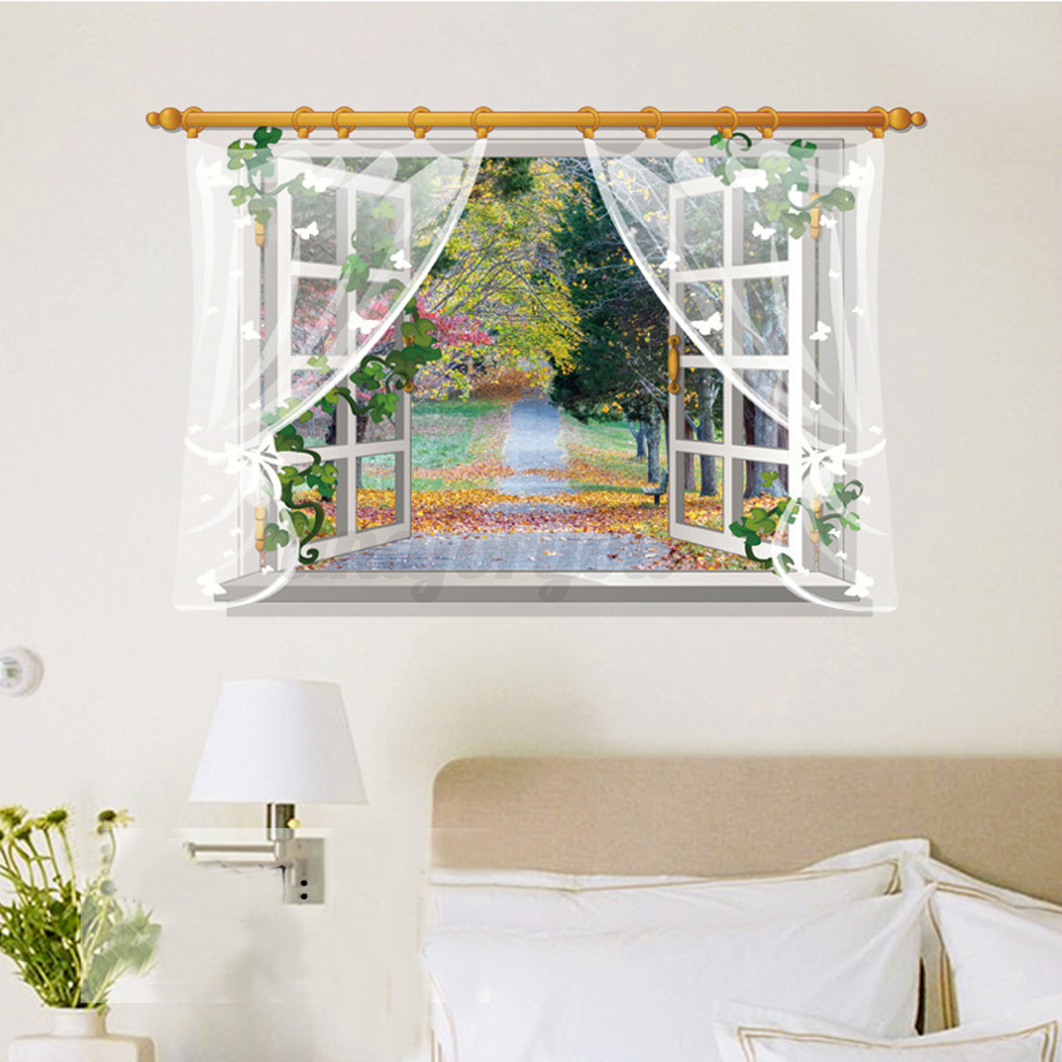 Beach Window View Scenery  3D Wall Stickers Vinyl Art Mural 