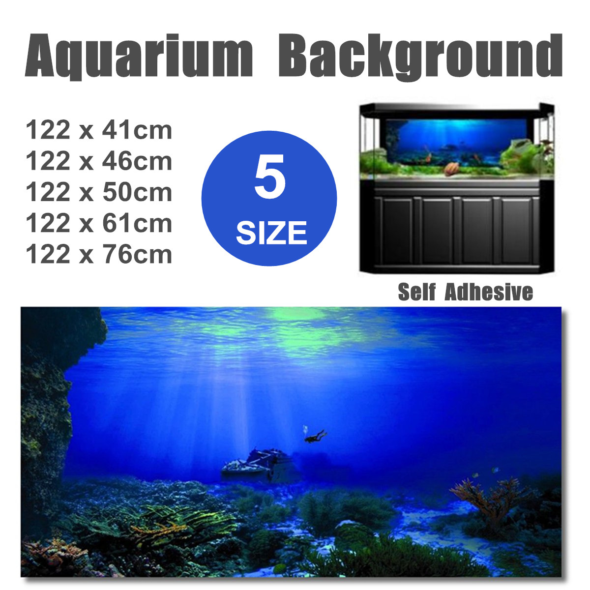 Seabed Wreck Pvc Hd Aquarium Background Poster Fish Tank