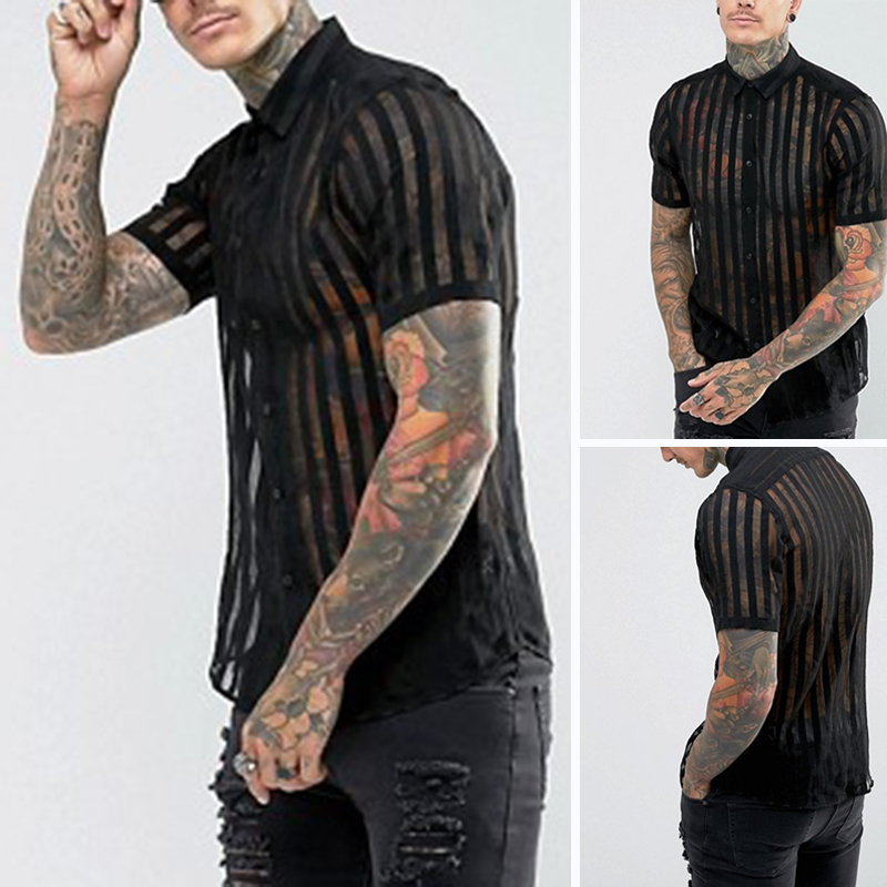 black sheer mens shirt