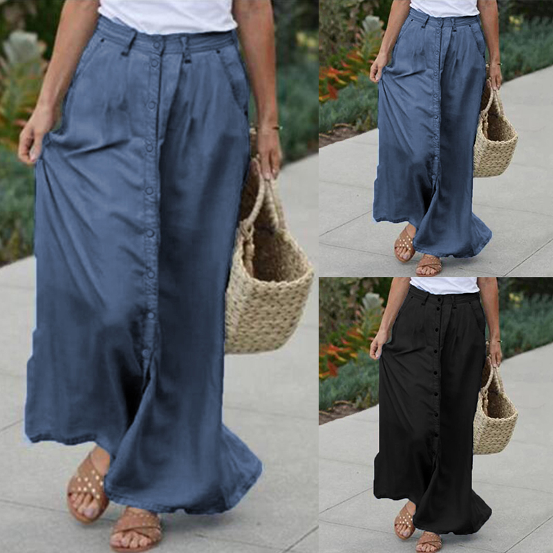 long skirt with buttons down the front