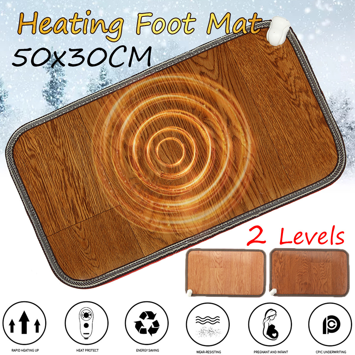 220v Electric Foot Feet Heating Warmer Pad Heated Floor Carpet Mat