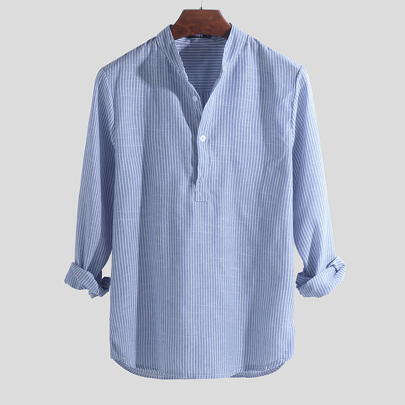 collarless button down mens shirt