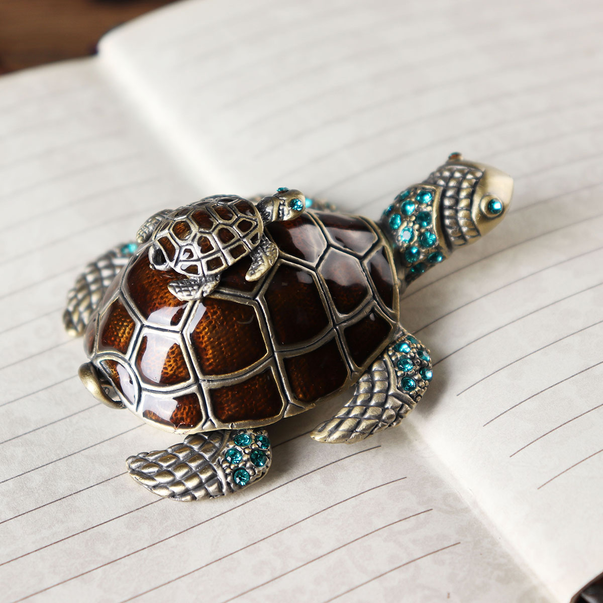 Turtle Jewelry Box Trinket Case Crystal Ceramics Organizer ...