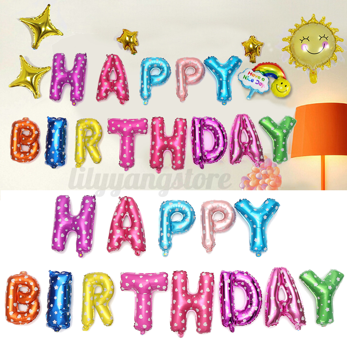 13Pcs 16 HAPPY BIRTHDAY  Letters Foil  Balloons  For 