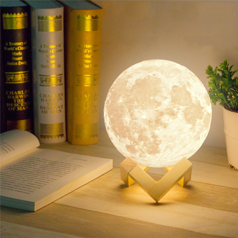 3D Moon Lamp USB Color Changing LED Night Light Moonlight Touch Sensor Remote