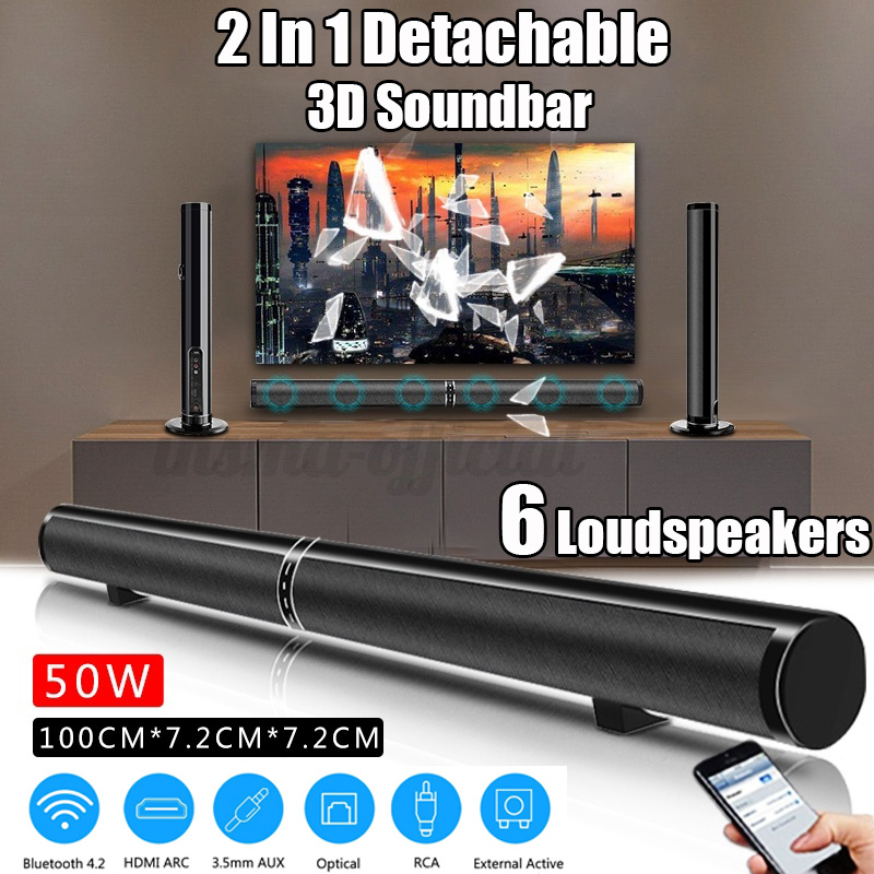 3in1 50W Wireless bluetooth Soundbar Home Speaker TV Theater Sound bar Subwoofer