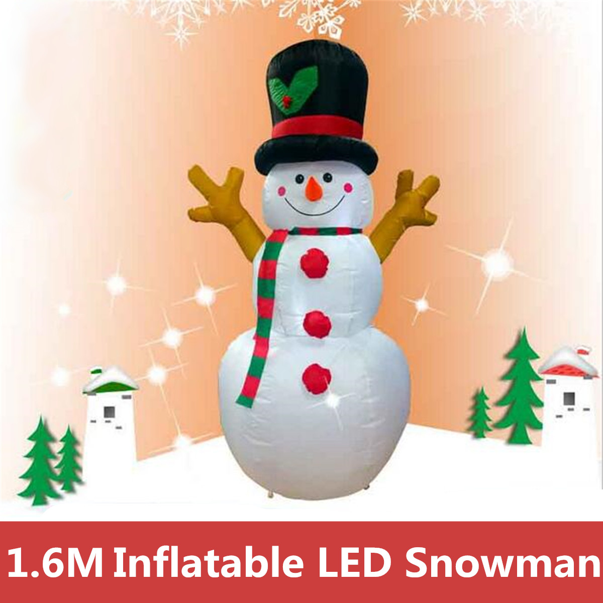 160cm Led Airblown Inflatable Snowman Indoor Home Yard Party