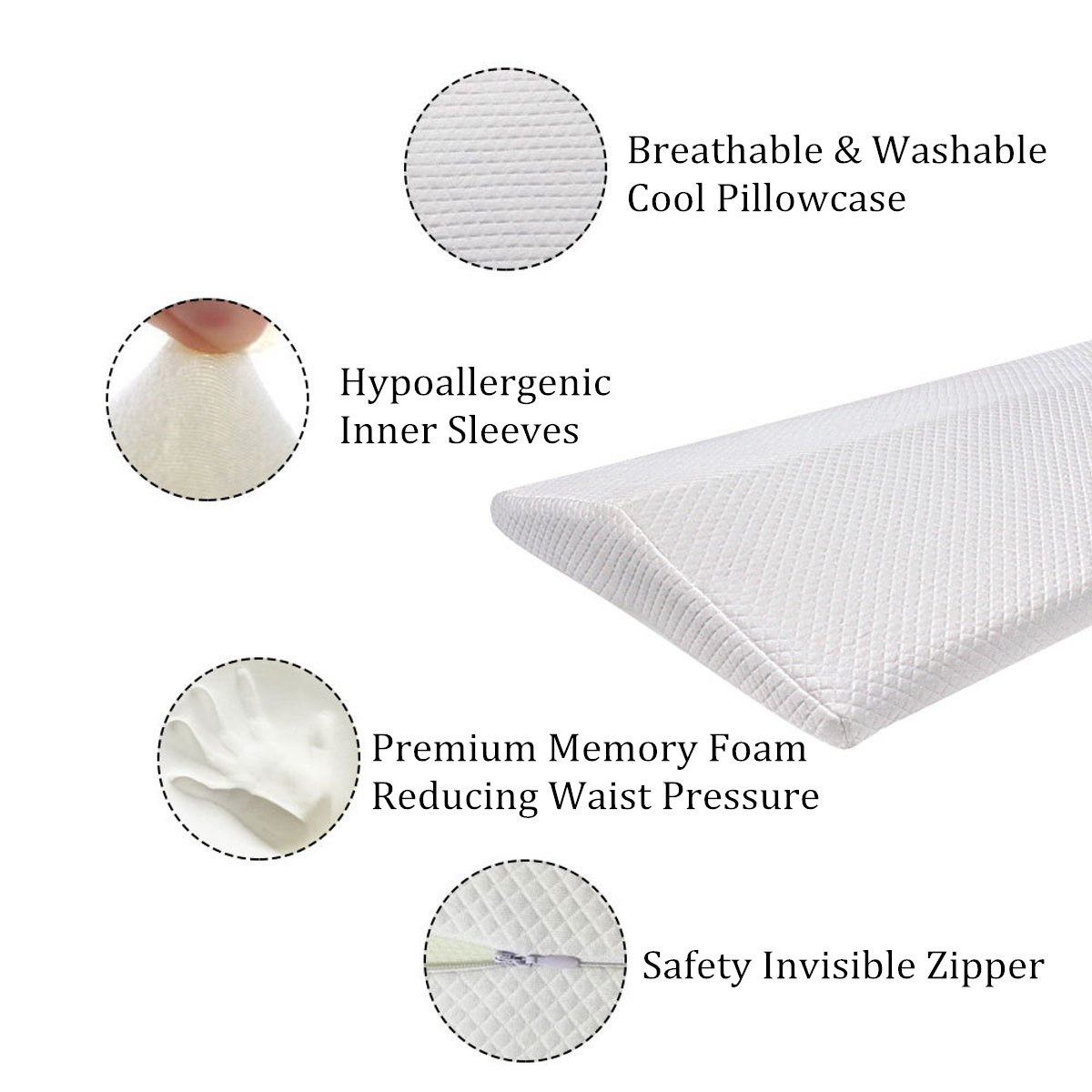 2018 Memory Foam Triangle Sleeping Lumbar Pillow Waist ...