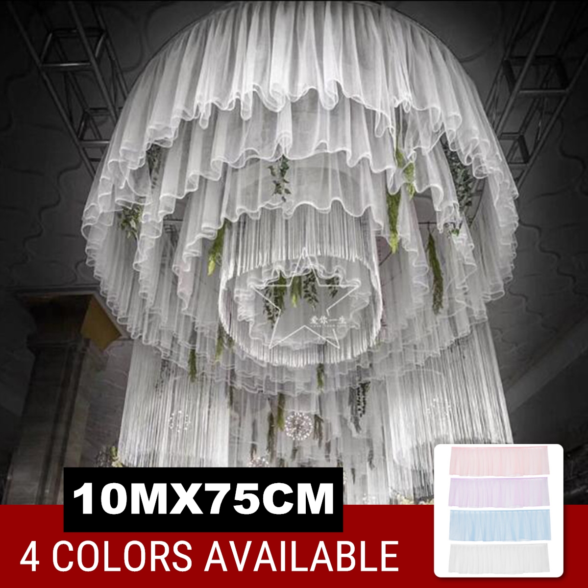 Details About 10m X75cm Organza Ceiling Draping Sheer Drape Backdrop Curtain Wedding Party