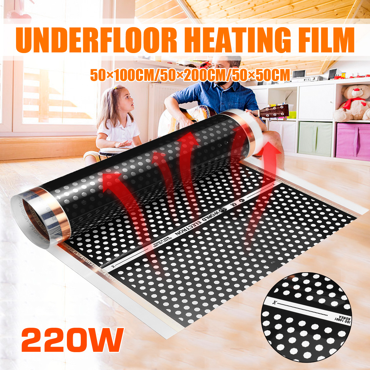 Infrared Underfloor Heating Film Foil Mat For Under Laminate Warm