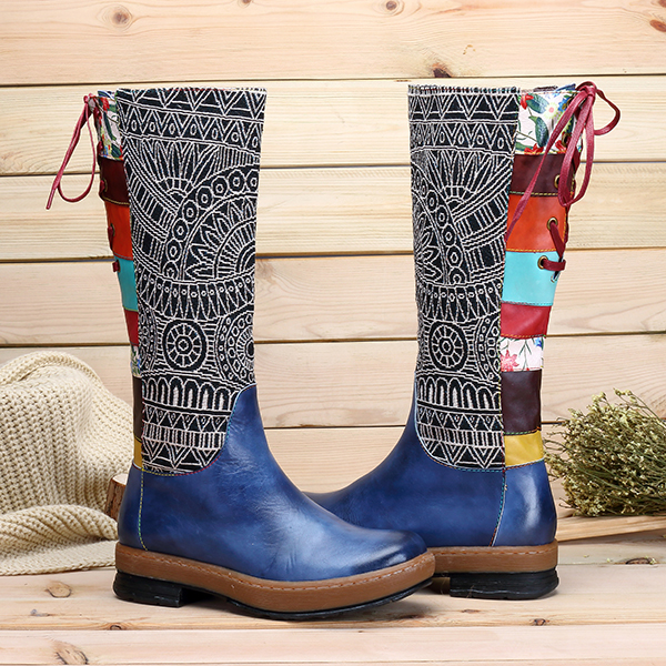 socofy bohemian leather boots