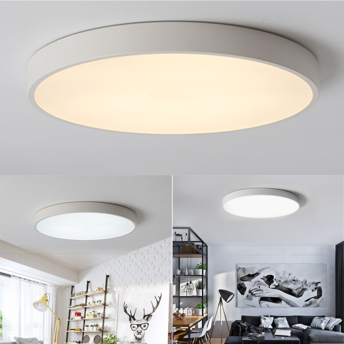 Details About 12 24w Large Led Ceiling Light Flush Mounted Living Room Kitchen Bedroom Lamp