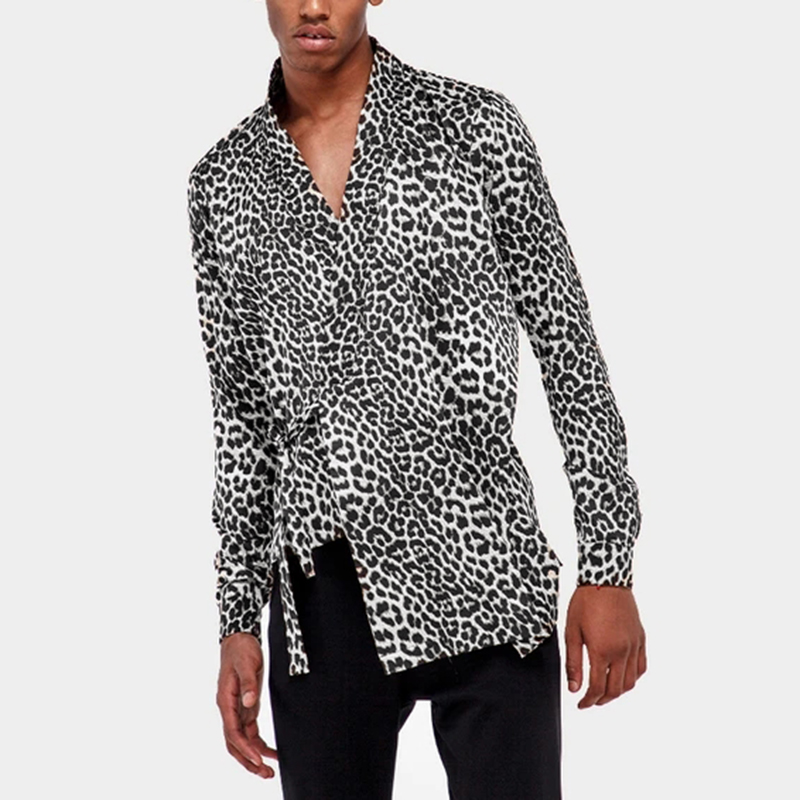 mens-fashion-long-sleeve-leopard-printed-shirts-v-neck-slim-fit-party