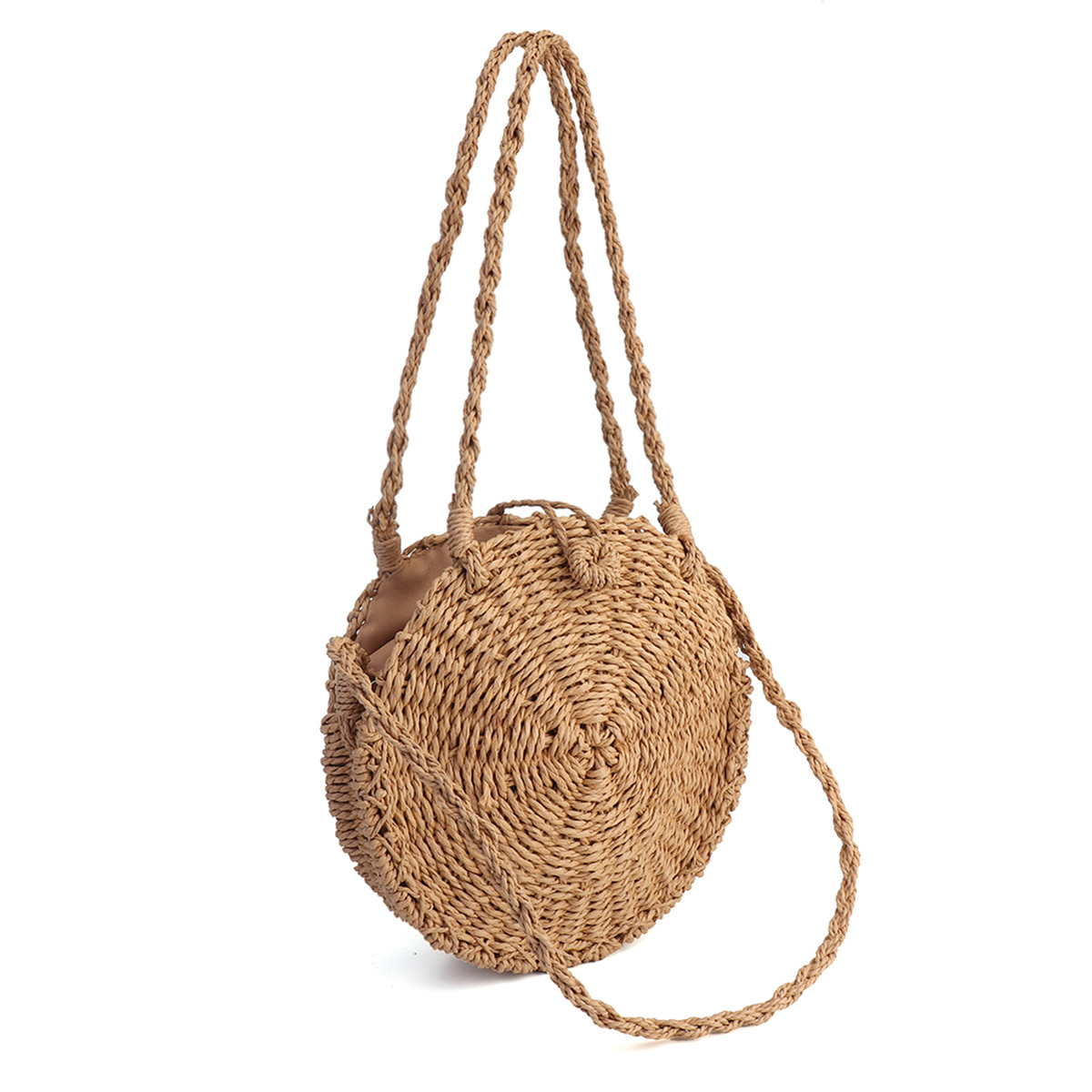 Women Straw Bag Woven Round Handbag Purse Boho Style Crossbody Beach Handbag | eBay