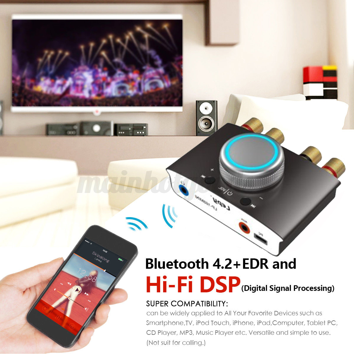 200W 2CH Mini bluetooth HiFi DSP Class D Digital Headphone Amplifier Stereo Amps