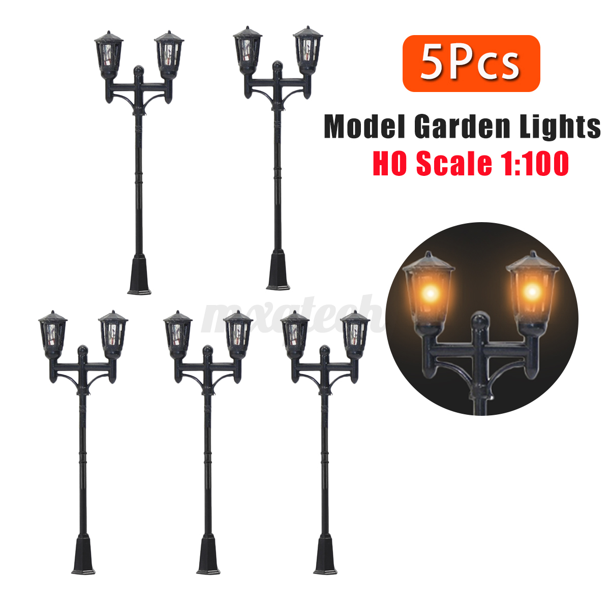 5Pcs 1:100 HO LED Street Lights Model Train Lamps Railway Lamp Lamppost