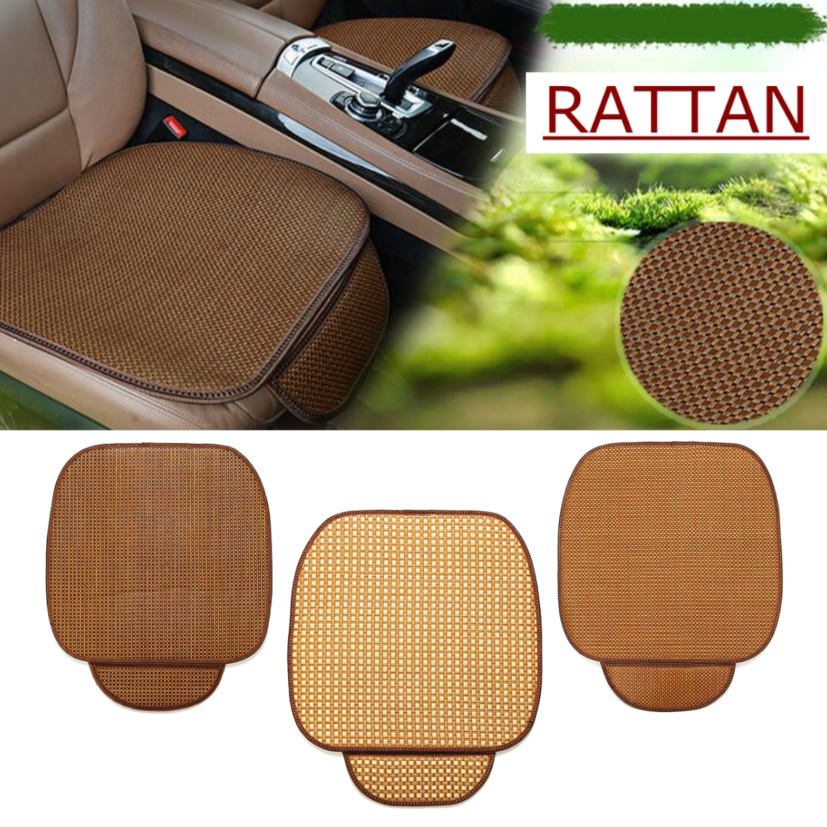 Rattan Car Seat Mat Protector Cover Breathable Cushion Chair Pad Cool