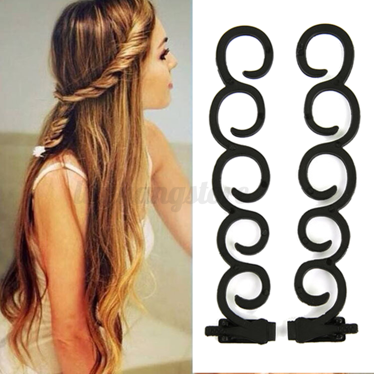 Details About 2pcs Waterfall Twist Roller French Braid Twist Back Hair Styling Tool Clip