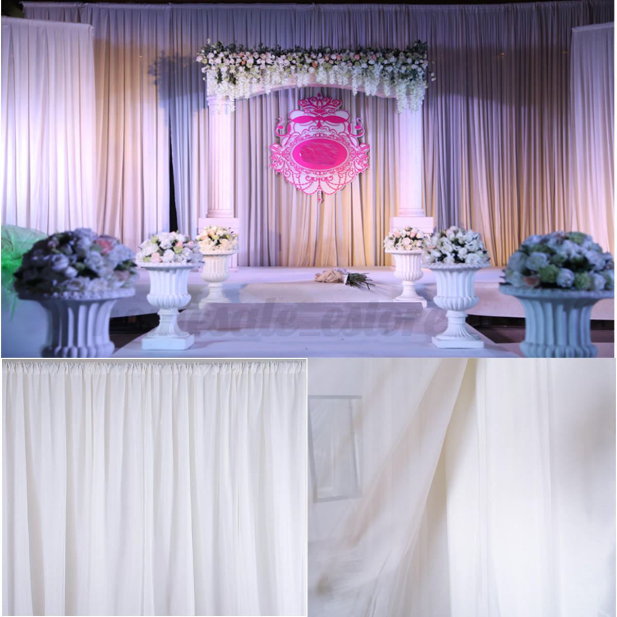 2 4M White Wedding Party  Backdrop Curtain  Drapes 