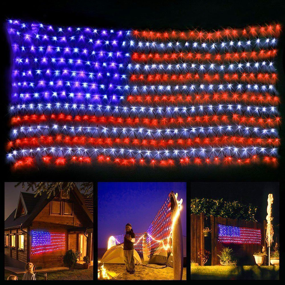 Details About Led Flag Net Lights American String Light For Festival Indoor Outdoor Decoration