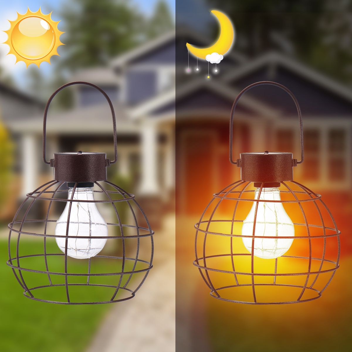 Lantern Solar Powered Patio Pathway Outdoor Hanging Light