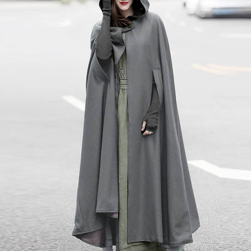 plus size cape coat with hood