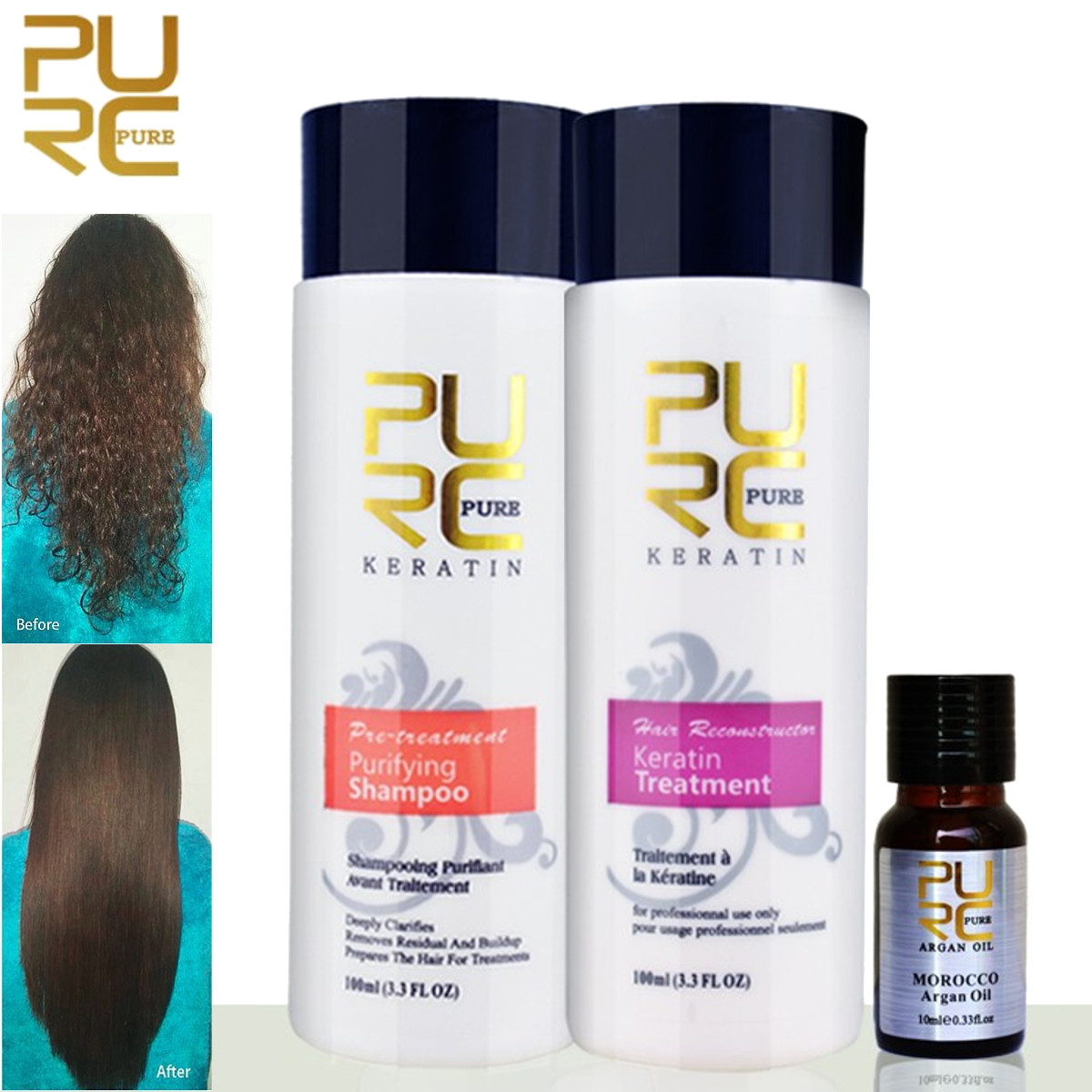 2x100ml Purc Brazilian Hair Straightening Keratin Treatment