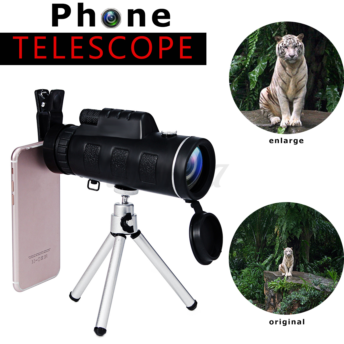 16x52 Zoom Hiking Smartphone Monocular Telescope Lens