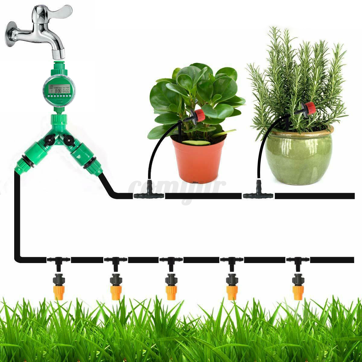 15m 50m Automatic Drip Irrigation System Garden Lawn Plants Self