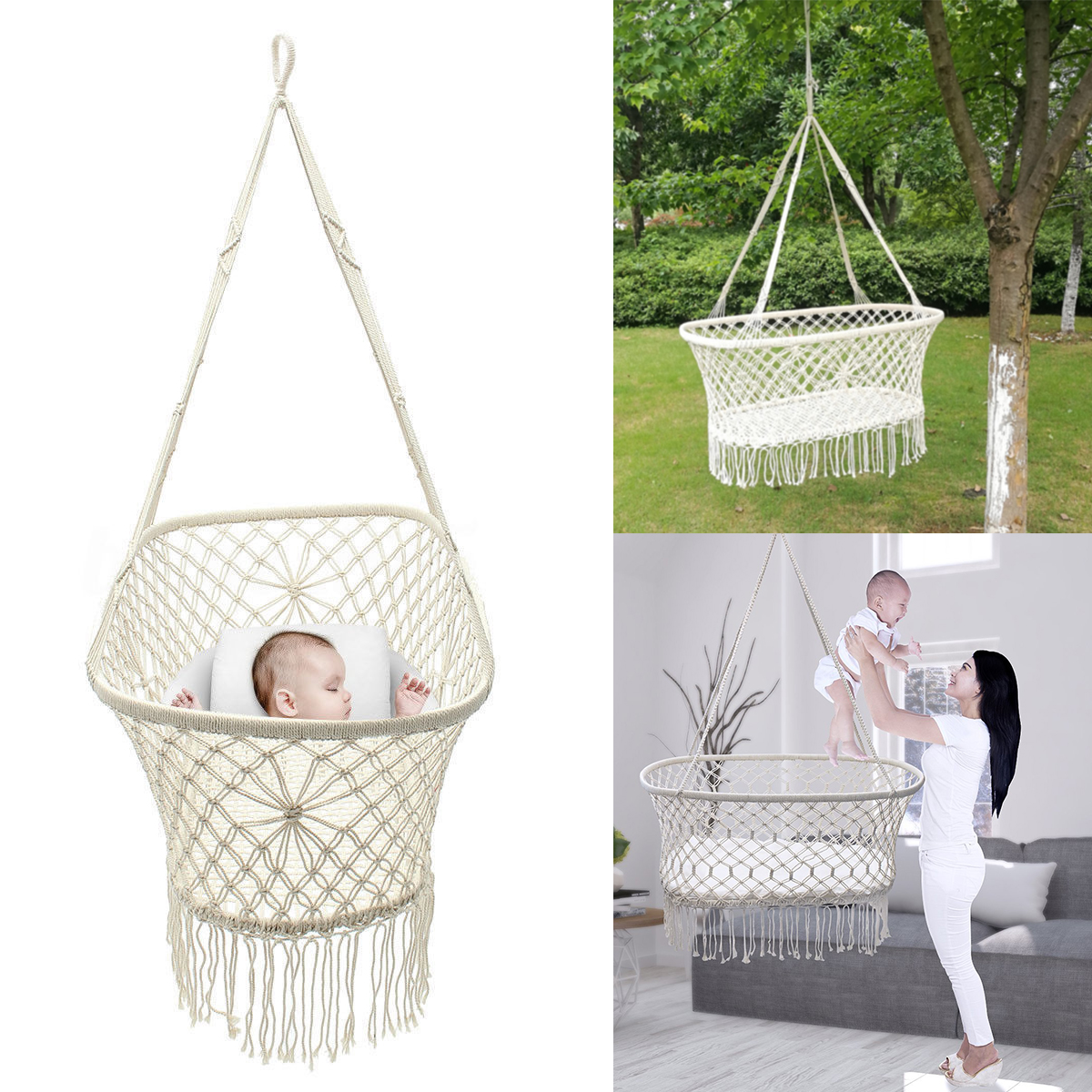 Baby Crib Cradle Cot Bed Sleep Hammock Hanging Swing Home Outdoor