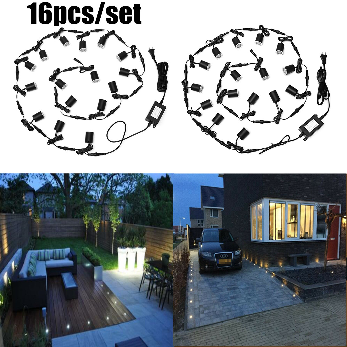 16pcs Set 12v 31mm Outdoor Garden Patio Stair Path Recessed Led