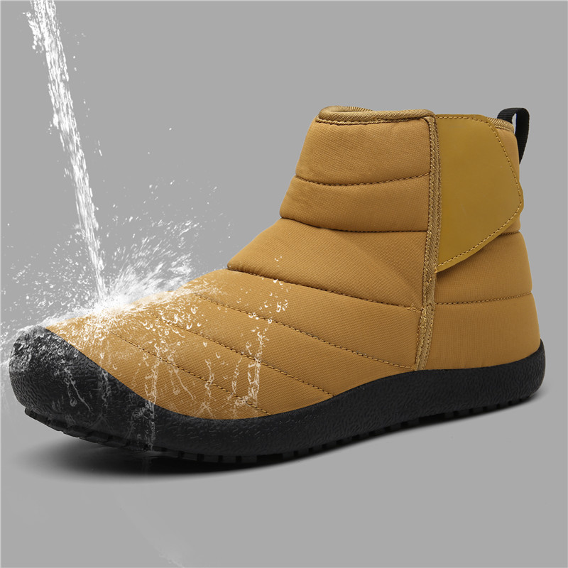 men plush lining waterproof hook loop snow boots