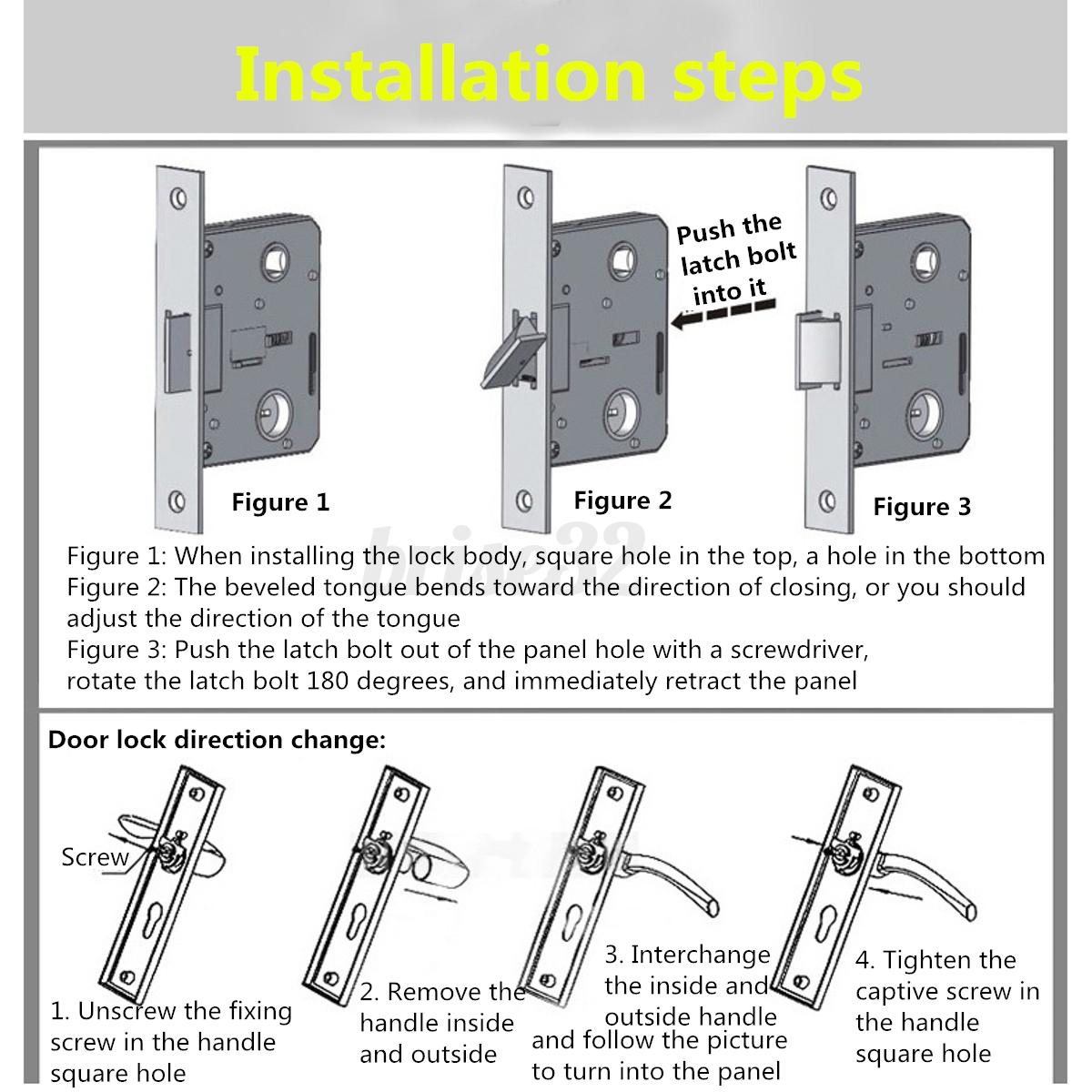 Details About Fashion Antique Security Home Door Entry Handle Dual Latch Locks Set With 3