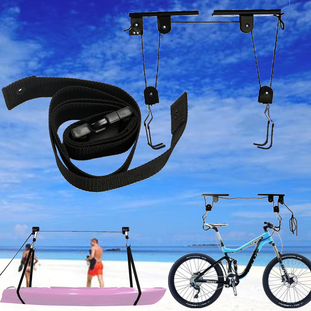 60kg Kayak Kayak Lift Garage Capacity Ceiling Pulley System